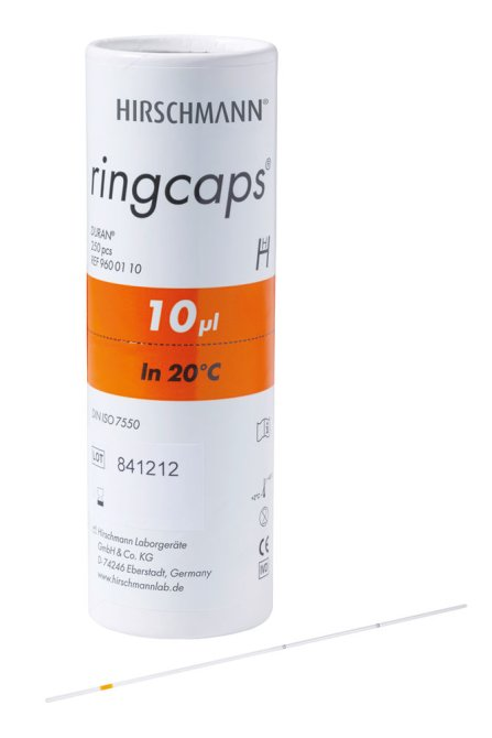 Hirschmann Einmal-Mikropipetten mit Ringmarke 10 Mikroliter - 250 Stück