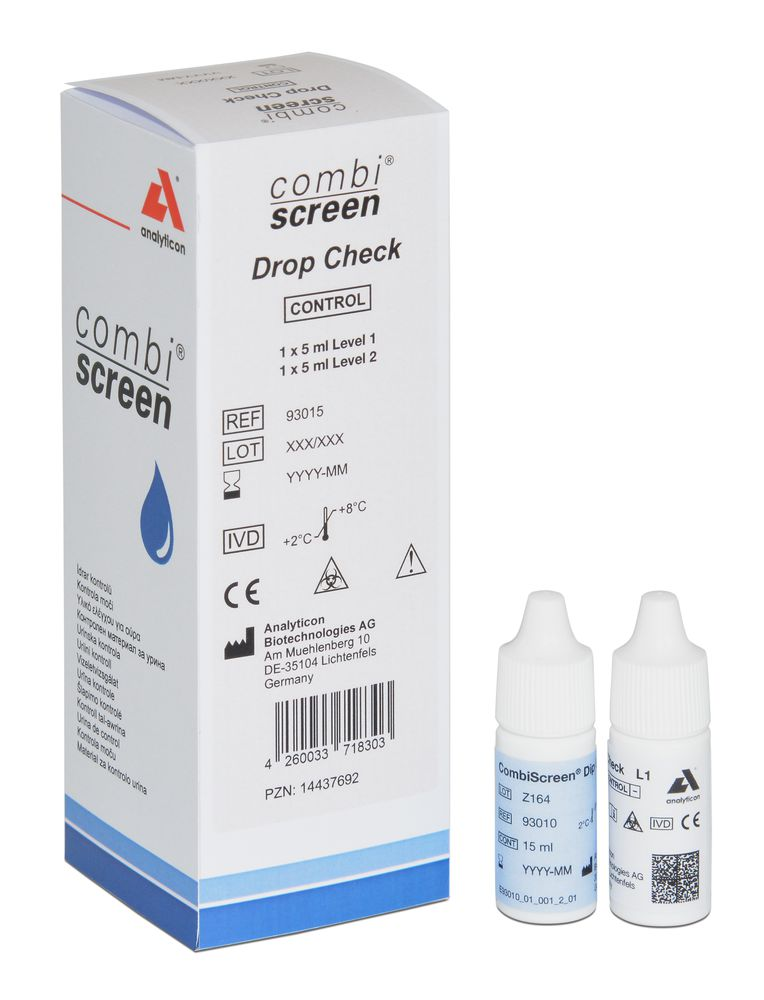 Kontrolllösung CombiScreen Drop Check zum Urinanalysegerät POCT 100 - 2 x 5 ml