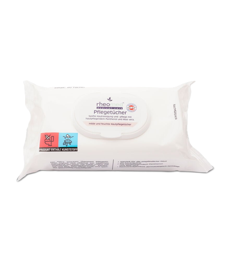 rheomed reinigende Pflegetücher 17 x 20 cm Flowpack - 80 Stück