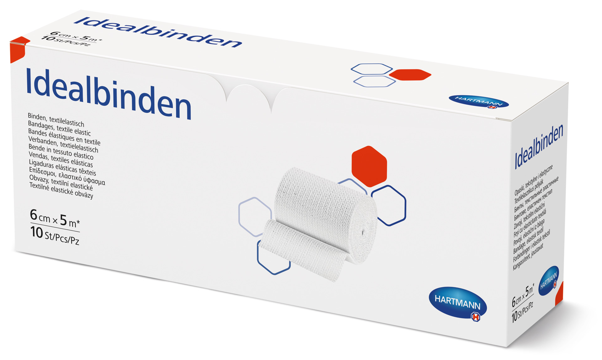 Idealbinden Hartmann - 6 cm x 5 m - ohne Verbandklammern, gedehnt 5 m lang, lose in Kartons