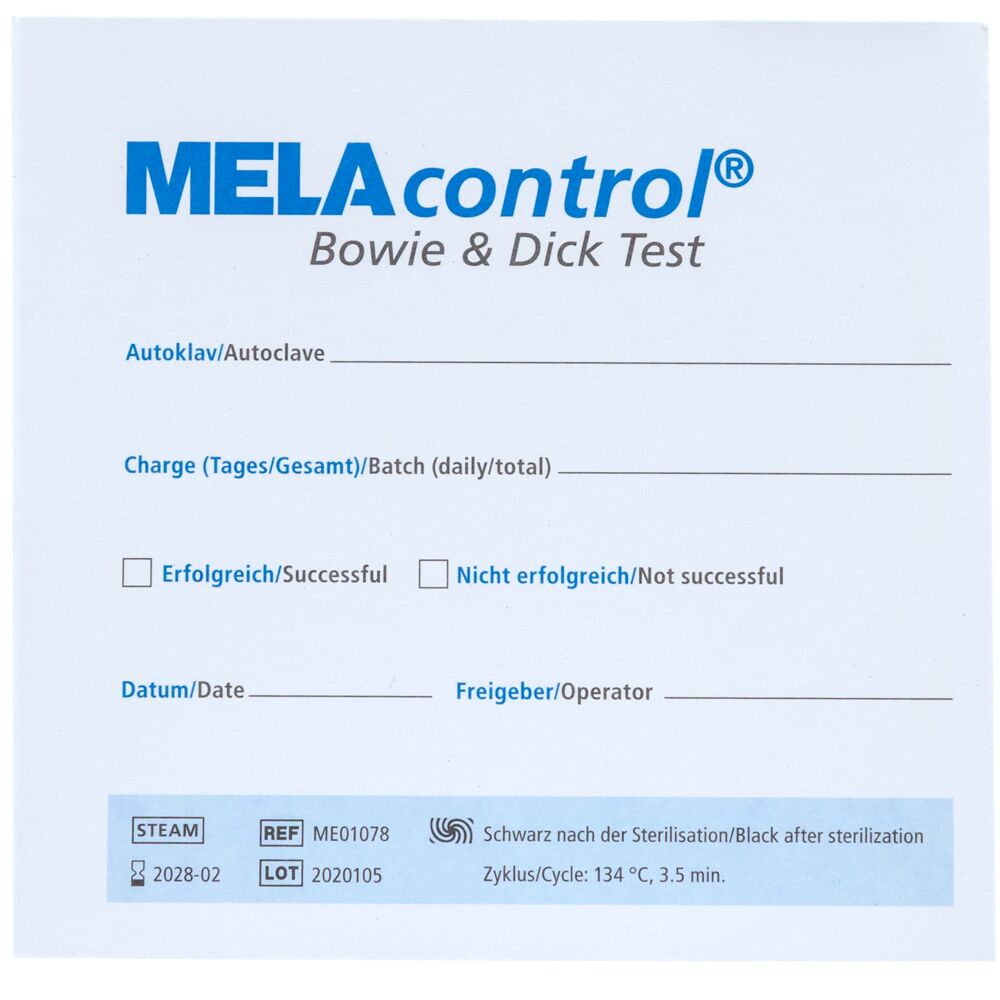 MELAG MELAcontrol® Chargenkontrollsysteme Bowie & Dick Test Prüfsystem (Testpaket)