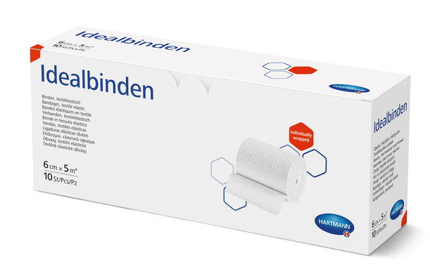 Idealbinden Hartmann - 6 cm x 5 m - ohne Verbandklammern, gedehnt 5 m lang, einzeln verpackt