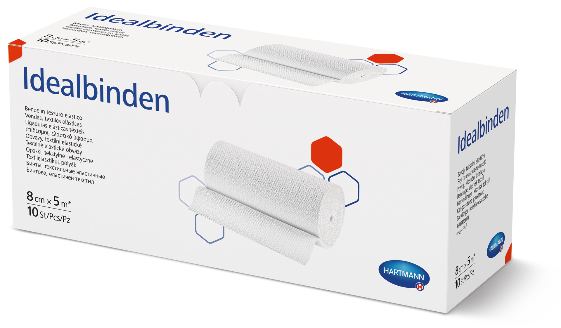 Idealbinden Hartmann - 8 cm x 5 m - ohne Verbandklammern, gedehnt 5 m lang, lose in Kartons