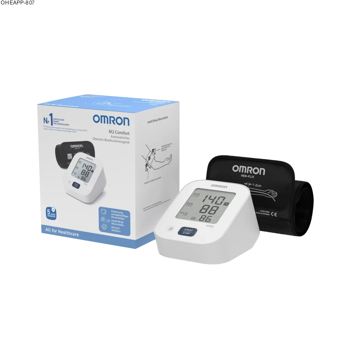 OMRON M2 Comfort Oberarm-Vollautomat-Blutdruckmessgerät - 1 Stück