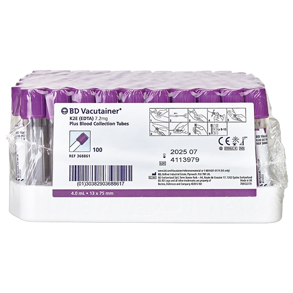 BD Vacutainer EDTA Plus Röhrchen - PET, 7,2 mg K2 EDTA - lila - 4 ml - 100 Stück