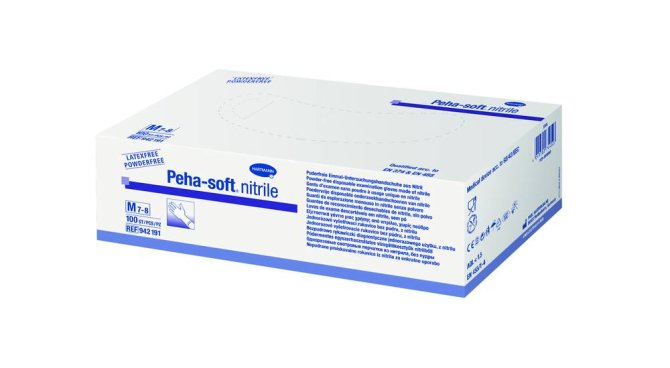 Peha-soft nitrile pf, Gr. S, blau, 100 Stück, Untersuchungshandschuhe