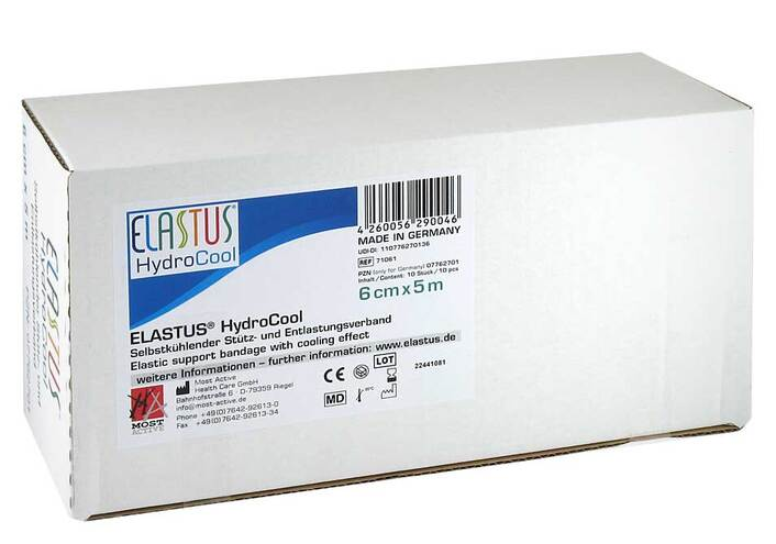 Elastus HydroCool Bandage, latexfrei, 5 m x 8 cm, 10 Stück 