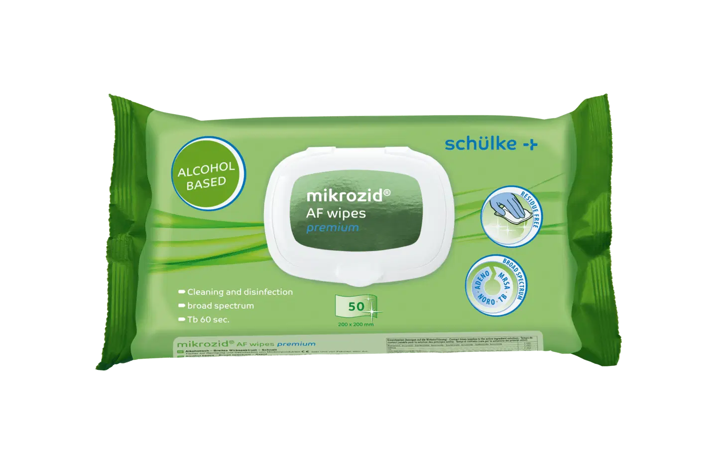 schülke Flächendesinfektion mikrozid® AF wipes Premium Softpack mit 50 Tüchern