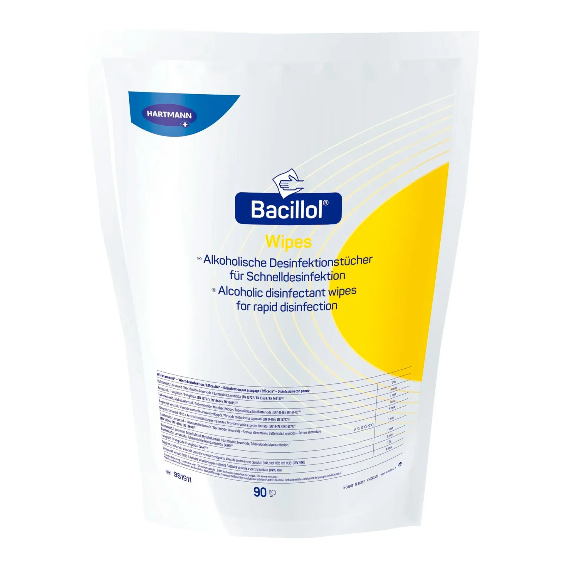 Bacillol Wipes - Standbodenbeutel mit 90 Tüchern 38 X 20 cm