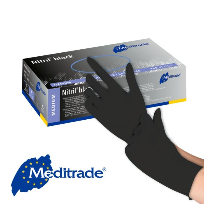 Meditrade Nitril black - unsteril, puderfrei, schwarz - Gr. S - 100 Stück