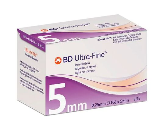 BD Ultra-Fine Pen-Nadeln 31G, 0,25 x 5 mm - 105 Stück