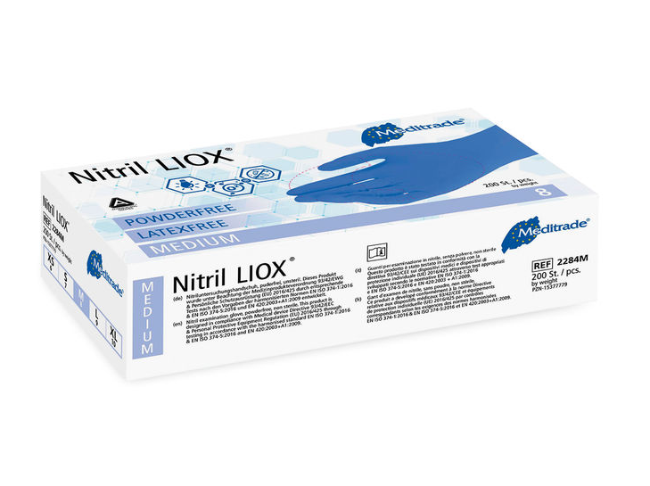 Meditrade puderfreie Untersuchungshandschuhe Nitril LIOX® - Gr. XS - 200 Stück