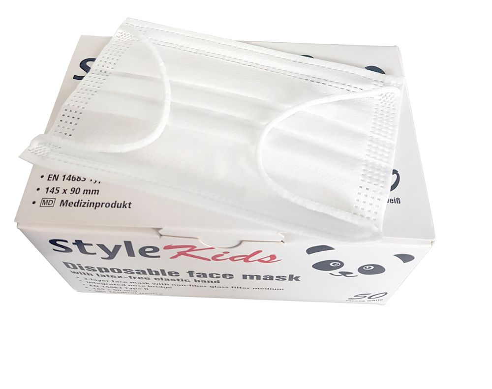 Mundschutz für Kinder weiß - 50 Stück 