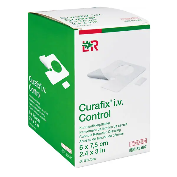 Lohmann&Rauscher Curafix i.v. Control Kanülenfixierpflaster - 7,5 x 6 cm - 50 Stück