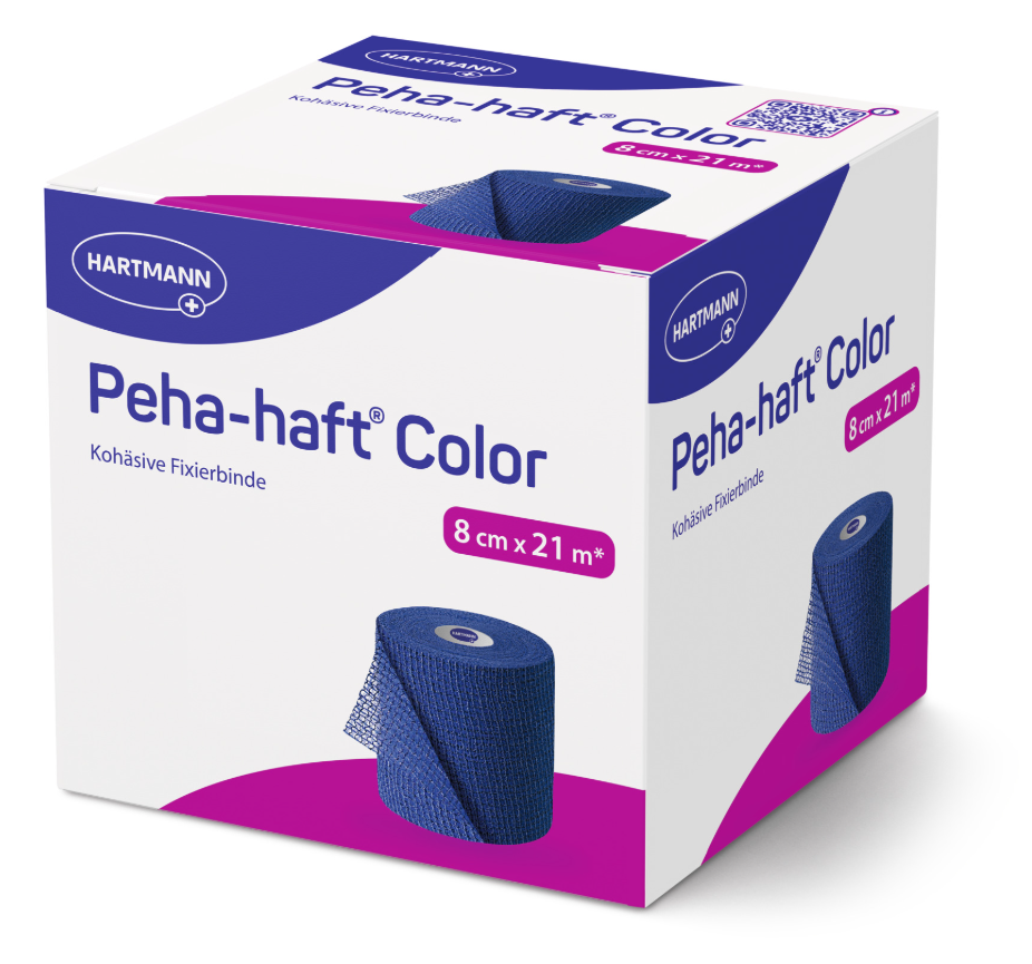 Peha-haft Color latexfrei Hartmann, 8 cm x 21 m, blau, 1 Stück