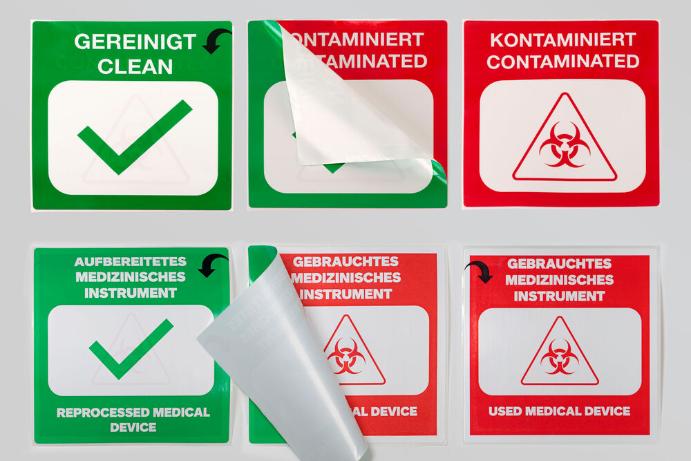 steriCLIN® Infoetiketten gereinigt/kontaminiert - 1 Pack  á  500 Stück 