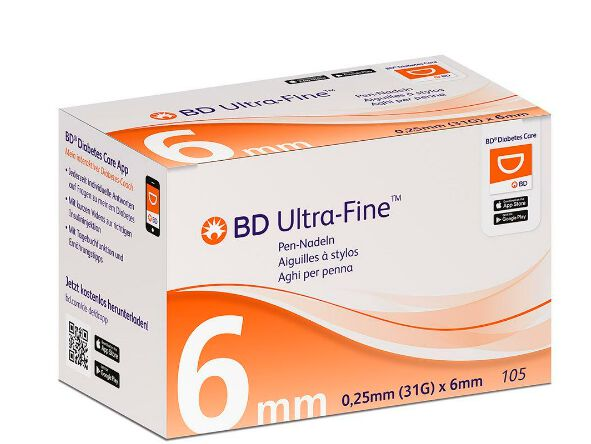 BD Ultra-Fine Pen-Nadeln 31G, 0,25 x 6 mm - 105 Stück