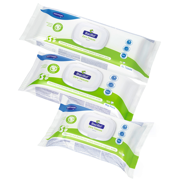 Hartmann Bacillol Zero Tissues - Flowpack - 20 x 17 cm - 100 Stück