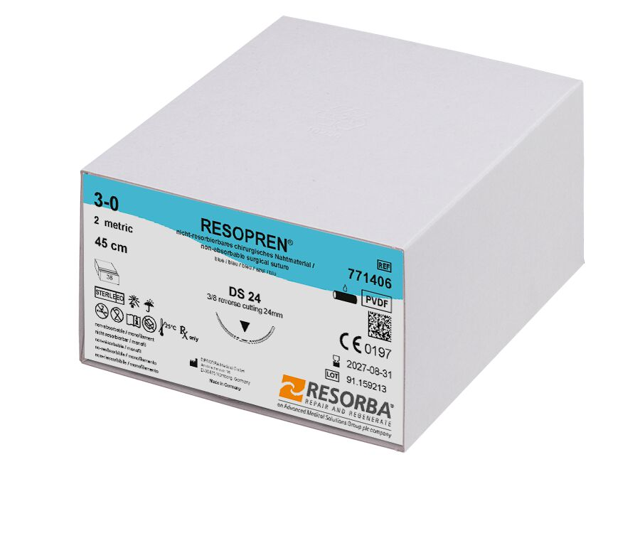 Resorba RESOPREN® blau DS24 3-0 45 cm Nahtmaterial - 36 Stück