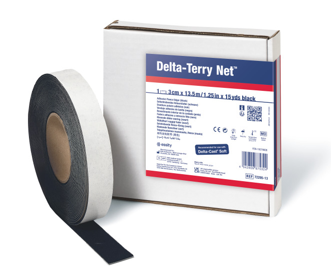 essity Delta Terry-Net® Randpolster schwarz - 13,5 x 3,2 cm - 1 Rolle