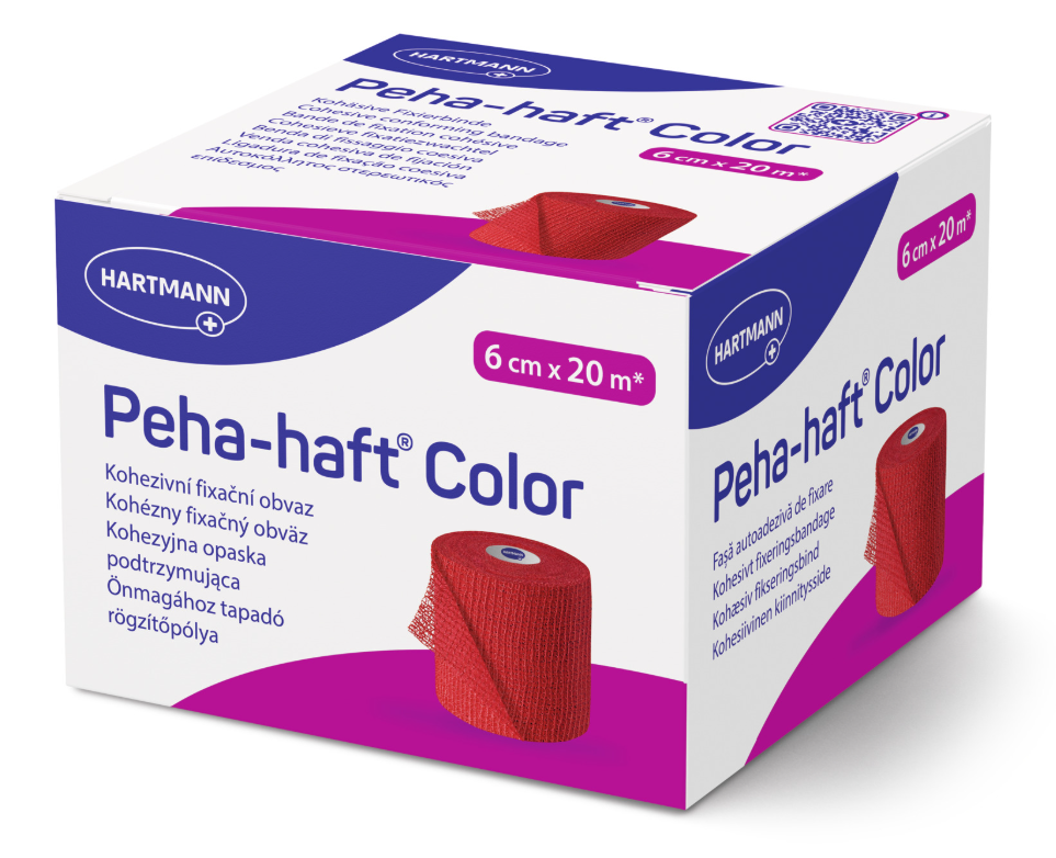 Peha-haft Color latexfrei Hartmann, 6 cm x 20 m, rot, 1 Stück