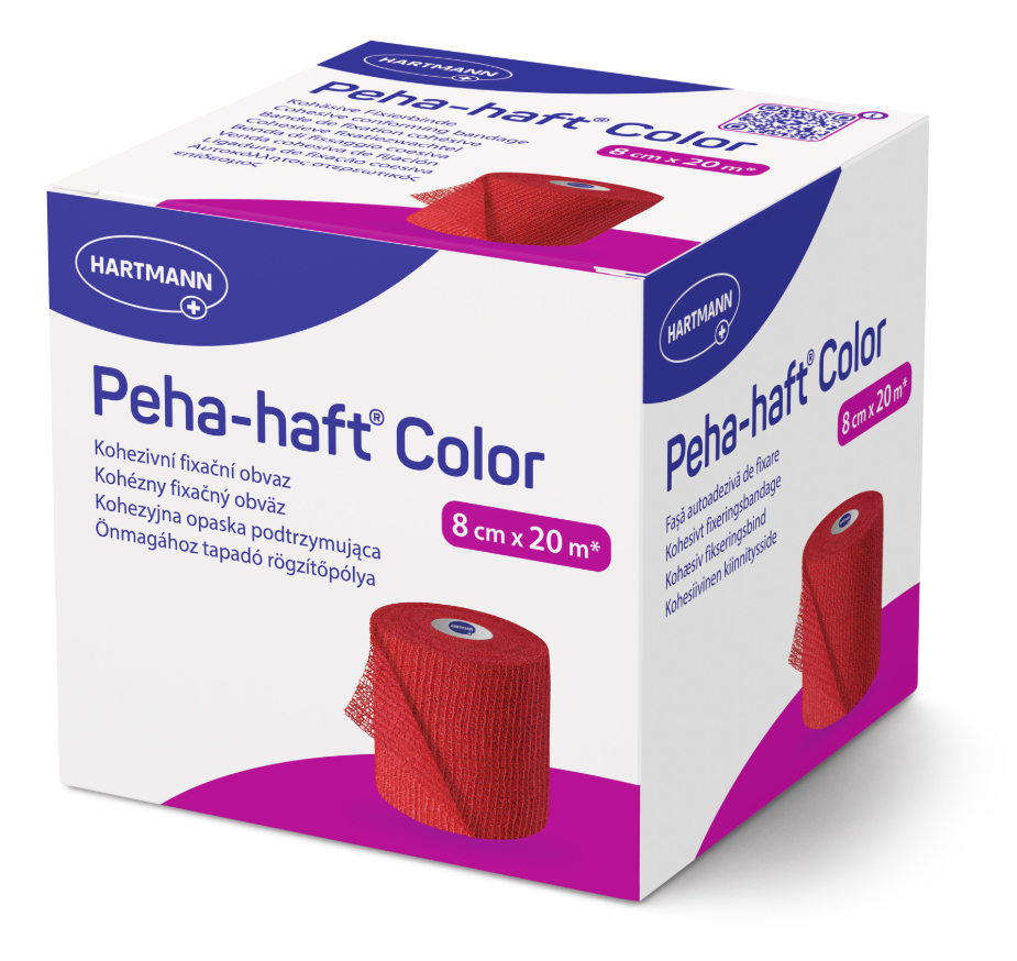 Peha-haft Color latexfrei Hartmann, 8 cm x 20 m, rot, 1 Stück