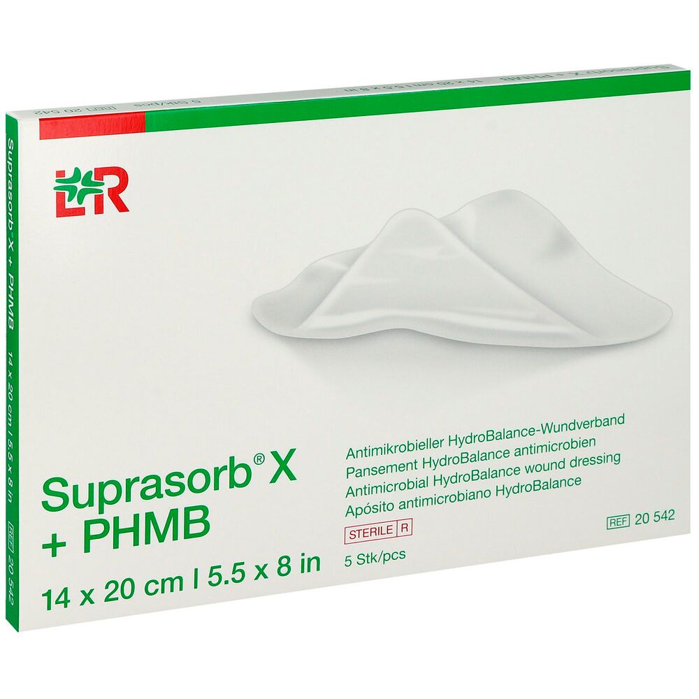 Lohmann & Rauscher Suprasorb X + PHMB Kompresse - 14 x 20 cm - 5 Stück