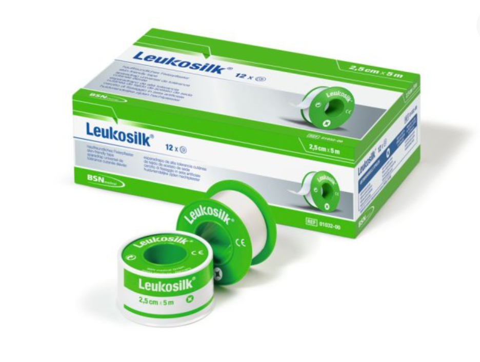 essity Seidenpflaster Leukosilk, ohne Schutzring, 2,5 cm x 5 m, 12 Stück