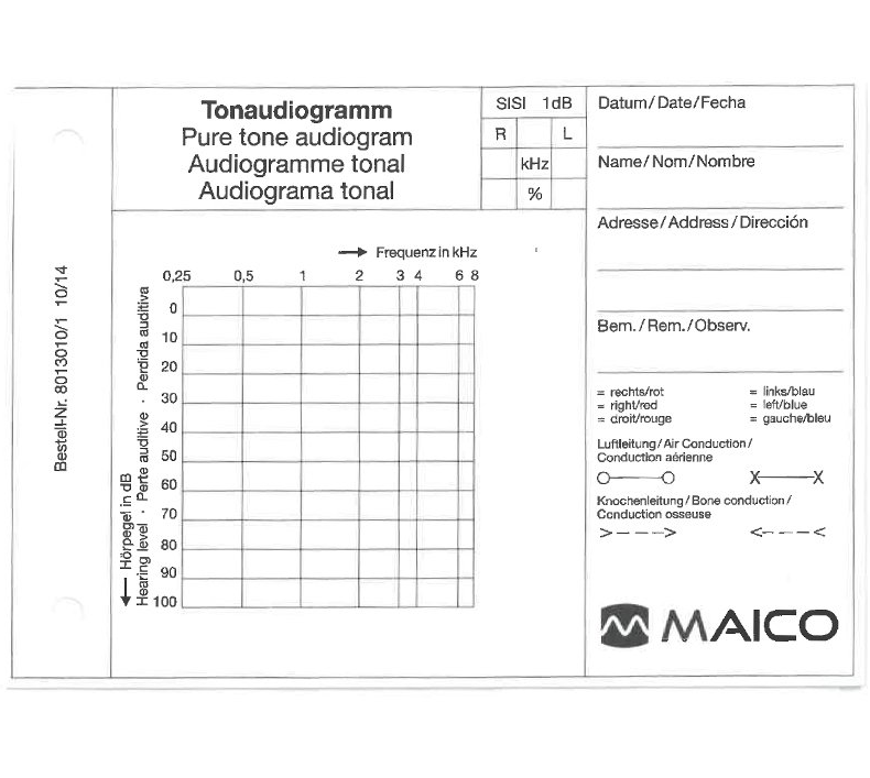 Diatec Tonaudiogrammblock für MAICO ST 20  - 5 Block a 50 Blatt