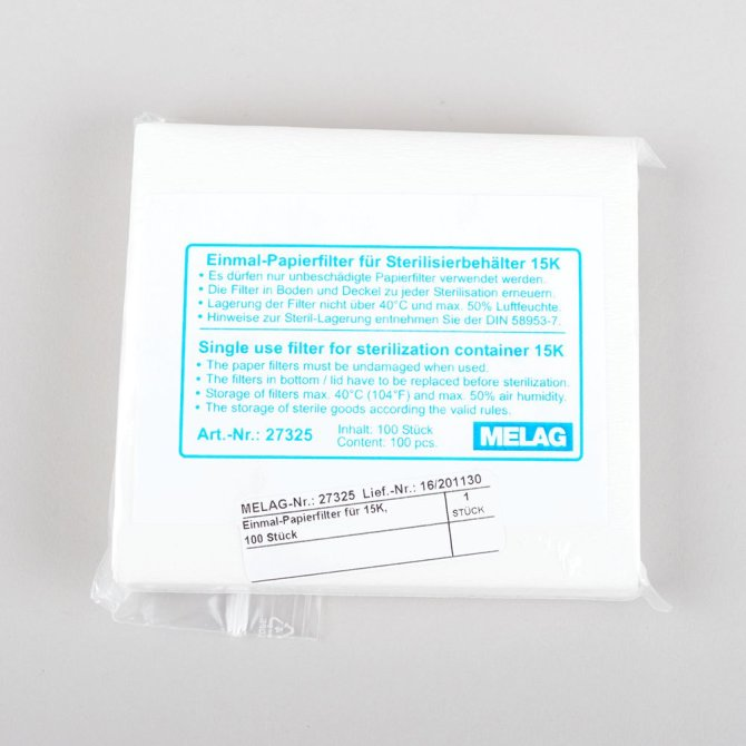 Einmal-Papierfilter 24,2 x 14,0 cm für Sterilisierbehälter 28M / 28G, 100