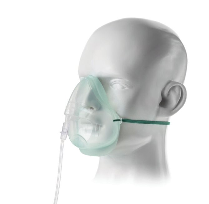 Sauerstoffmaske ECO" mit Schlauch für Erwachsene, (PVC-freie Maske) 2,1m