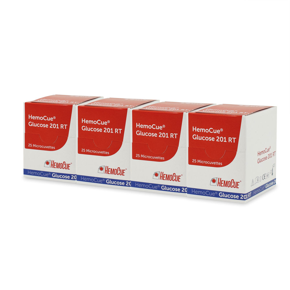 HemoCue Glucose 201 Mikroküvetten, einzeln eingepackt - 4 x 25 Teste
