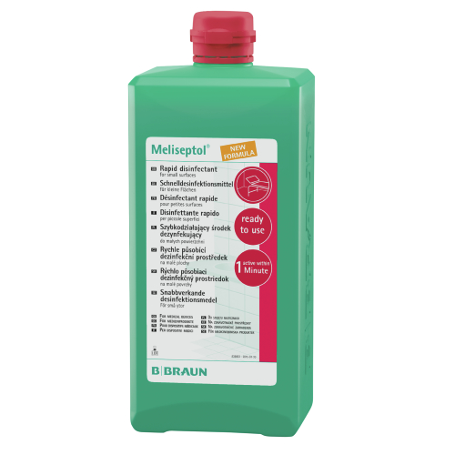 Meliseptol New Formula - 1 Liter Flasche, eckig, ohne Sprühkopf