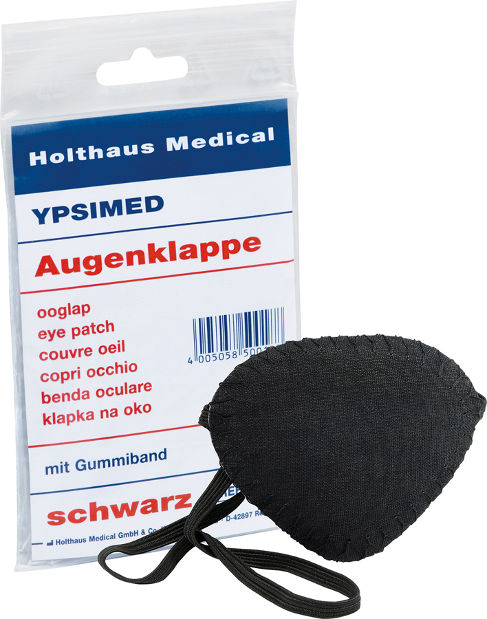 YPSIMED Augenklappe, Mit Gummiband schwarz, oval, 1 Stück