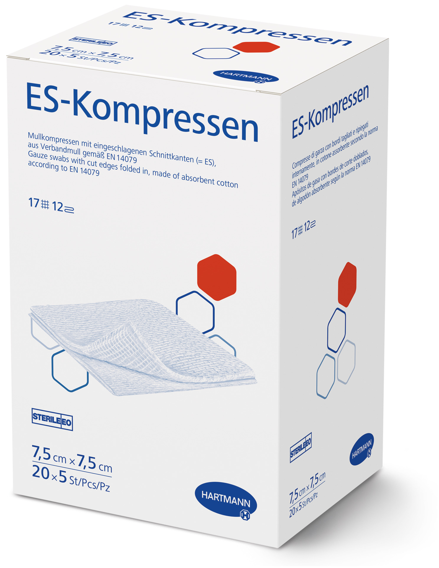 ES-Kompressen, steril Hartmann - 7,5 x 7,5 cm - 12-fach, 20 x 5 Stück