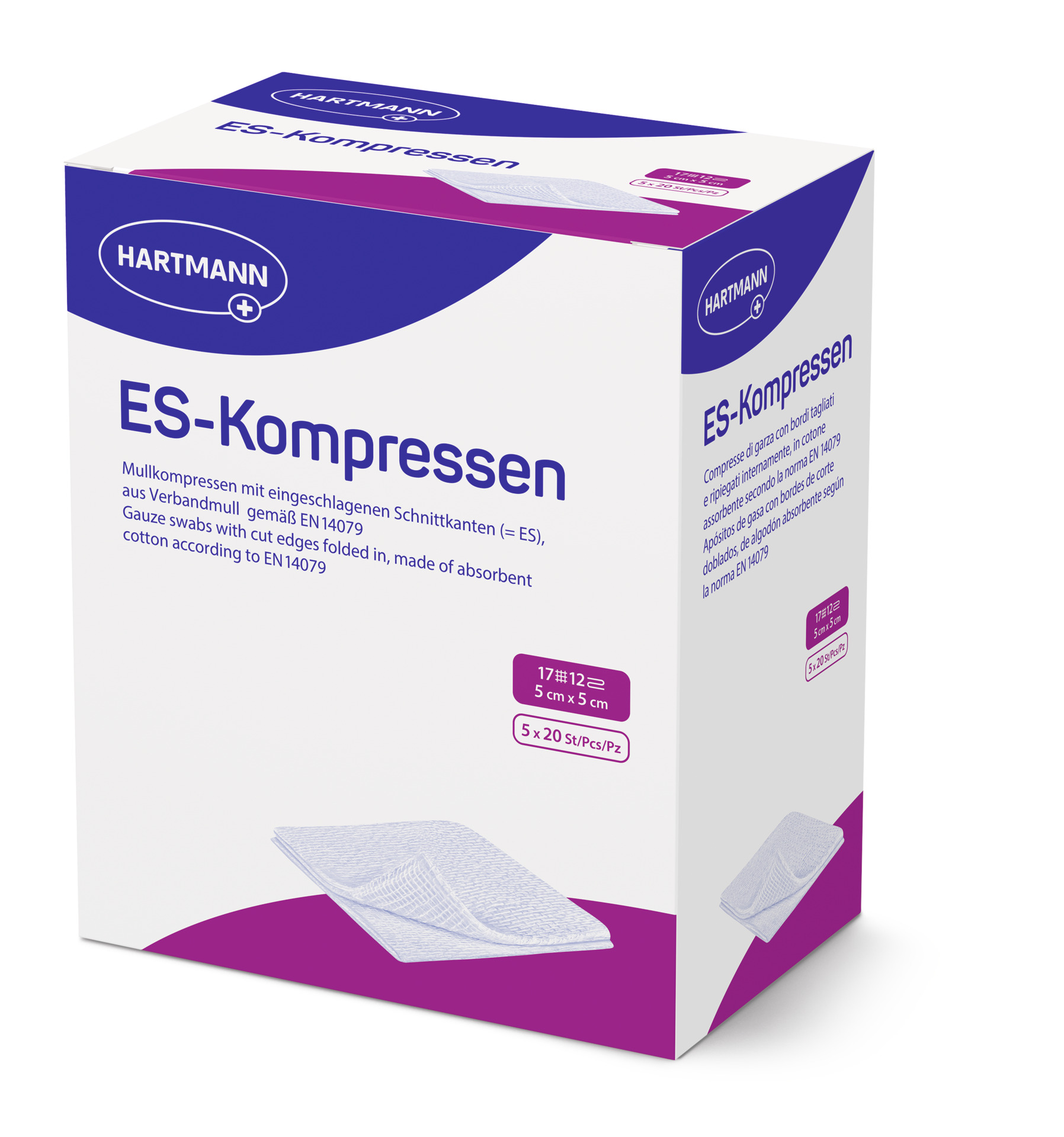 ES-Kompressen, steril Hartmann - 5 x 5 cm - 12-fach, 5 x 20 Stück