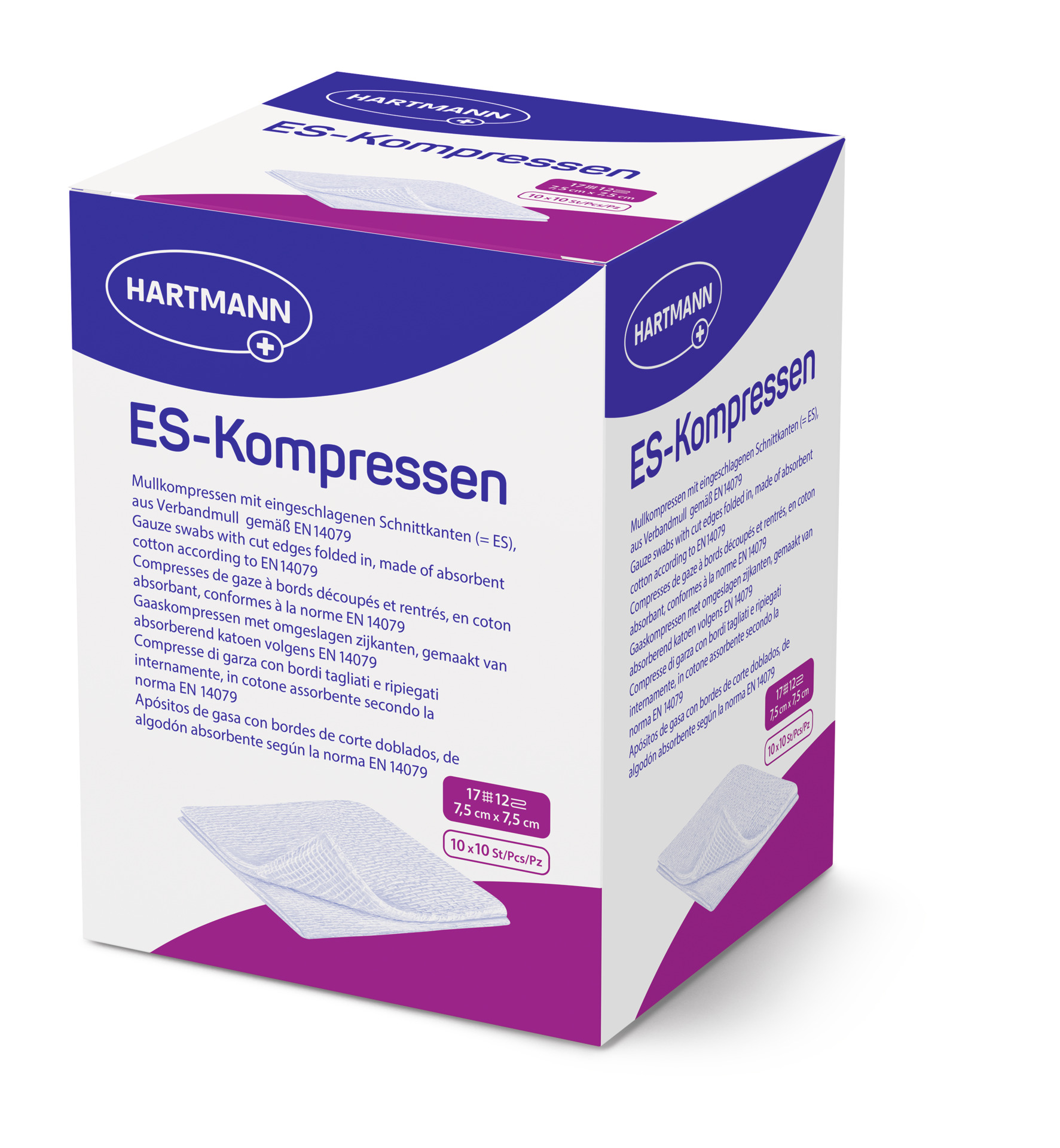 ES-Kompressen, steril Hartmann - 7,5 x 7,5 cm - 12-fach, 10 x 10 Stück