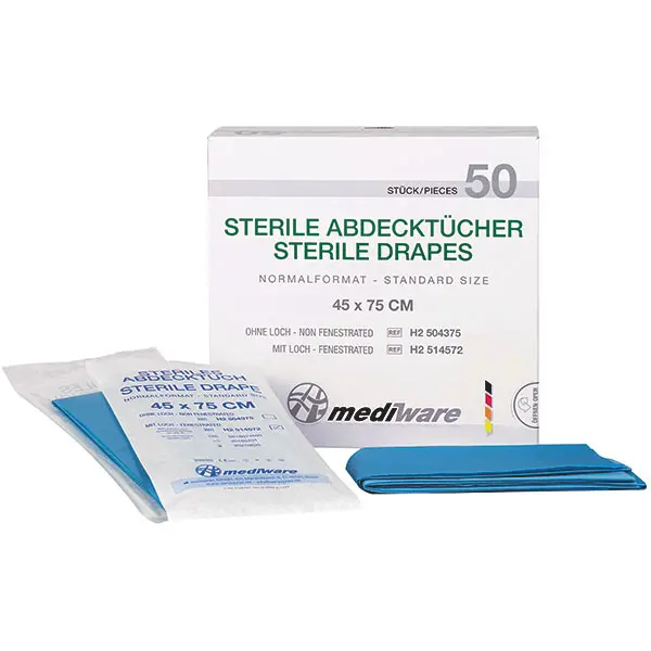 Mediware Abdecktücher Normalformat, mit rundem Loch, Ø 5 cm, 45 x 75 cm, 50 Stück