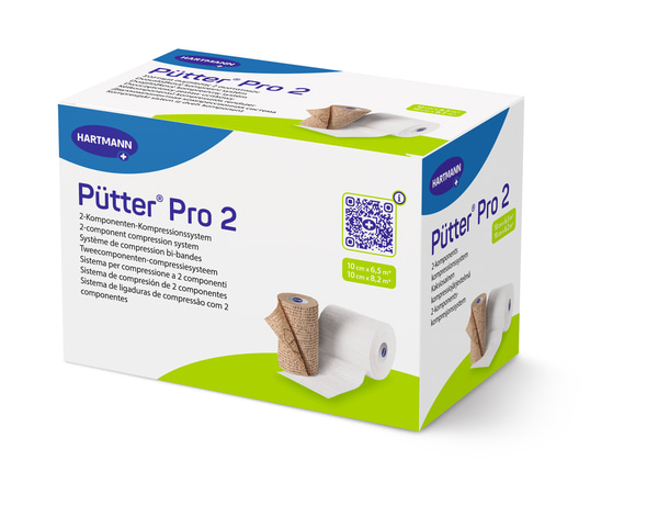 PütterPro 2 Hartmann - Polsterbinde: 10 cm x 6,5 m & ​Kompressionsbinde: 10 cm x 8,2 m - 1 Set mit 2 Binden, unsteril
