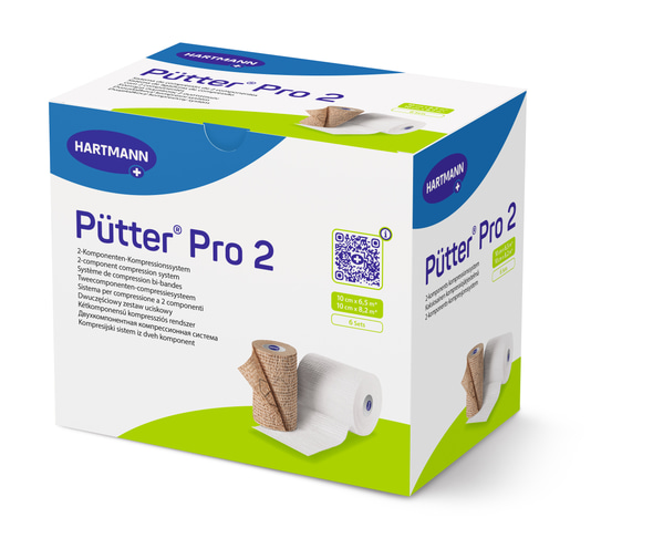 PütterPro 2 Hartmann - Polsterbinde: 10 cm x 6,5 m & Kompressionsbinde: 10 cm x 8,2m - 6 Sets mit je 2 Binden, unsteril
