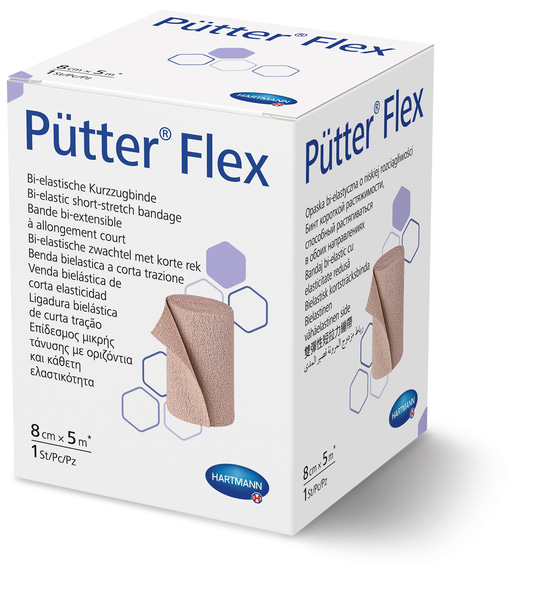 PütterFlex Hartmann - 8 cm x 5 m - mit Verbandklammern, einzeln in Faltschachtel, 1 Stück