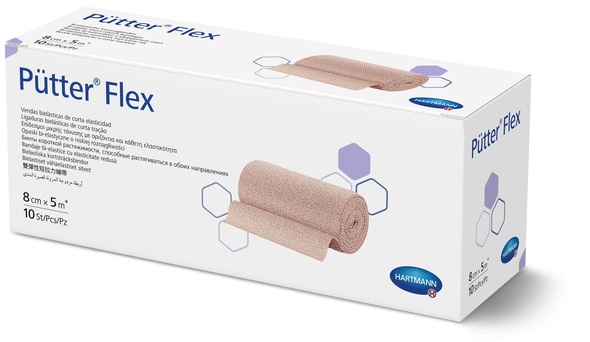 PütterFlex Hartmann - 8 cm x 5 m - mit Verbandklammern, lose in Faltschachtel, 10 Stück