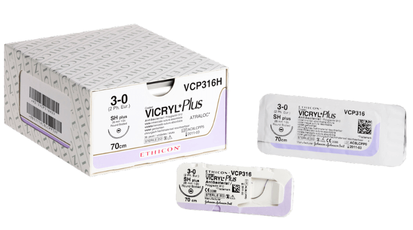 Ethicon Vicryl Plus ungefärbt - 3/0 - metric 2 - 45 cm - FS2 - 1 Pack  á  36 Stück 