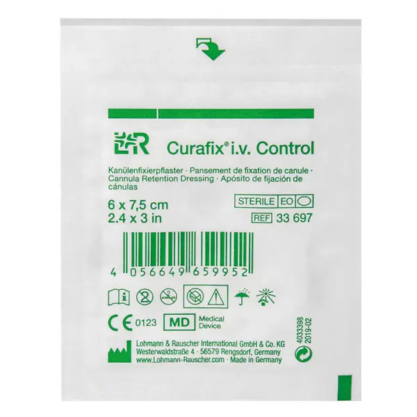 Lohmann&Rauscher Curafix i.v. Control Kanülenfixierpflaster - 7,5 x 6 cm - 50 Stück