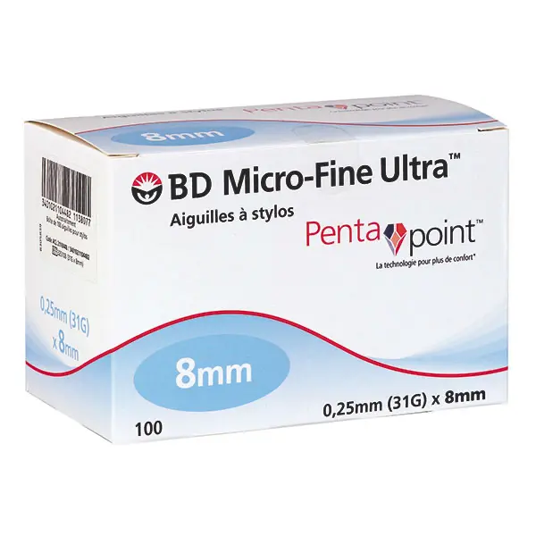 BD Micro-Fine Ultra PentaPoint Pen-Nadeln - 31 G, 8mm x 0,25 mm - 100 Stück