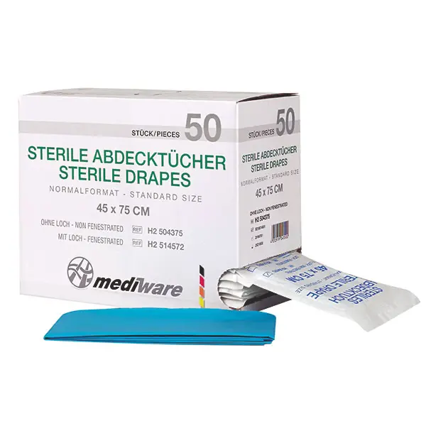Mediware Abdecktücher Normalformat, mit rundem Loch, Ø 5 cm, 45 x 75 cm, 50 Stück