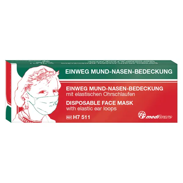 Mediware Einweg Mund-Nasen-Bedeckung 1-lagig, 100 Stück