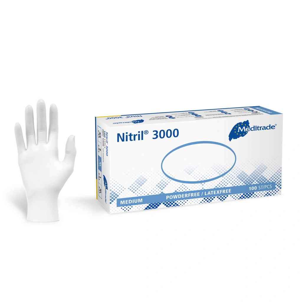 Meditrade Nitril® 3000, weiß - unsteril, puderfrei - Gr. S - 100 Stück