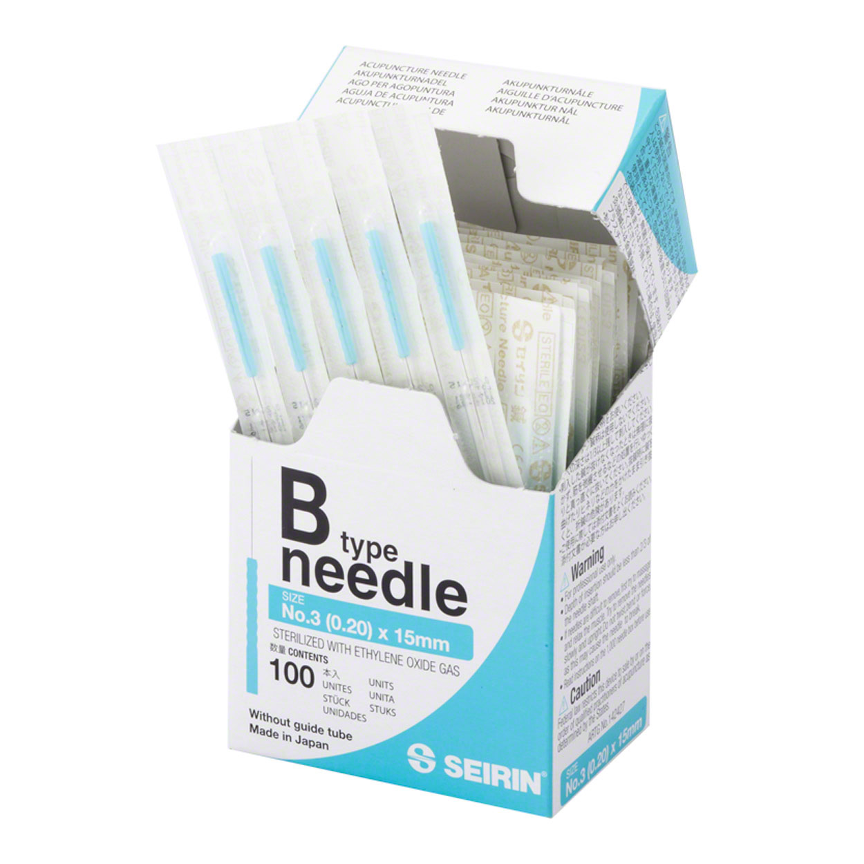SEIRIN® Akupunkturnadeln B-Typ 0,20 x 15 mm - blau - 100 Stück