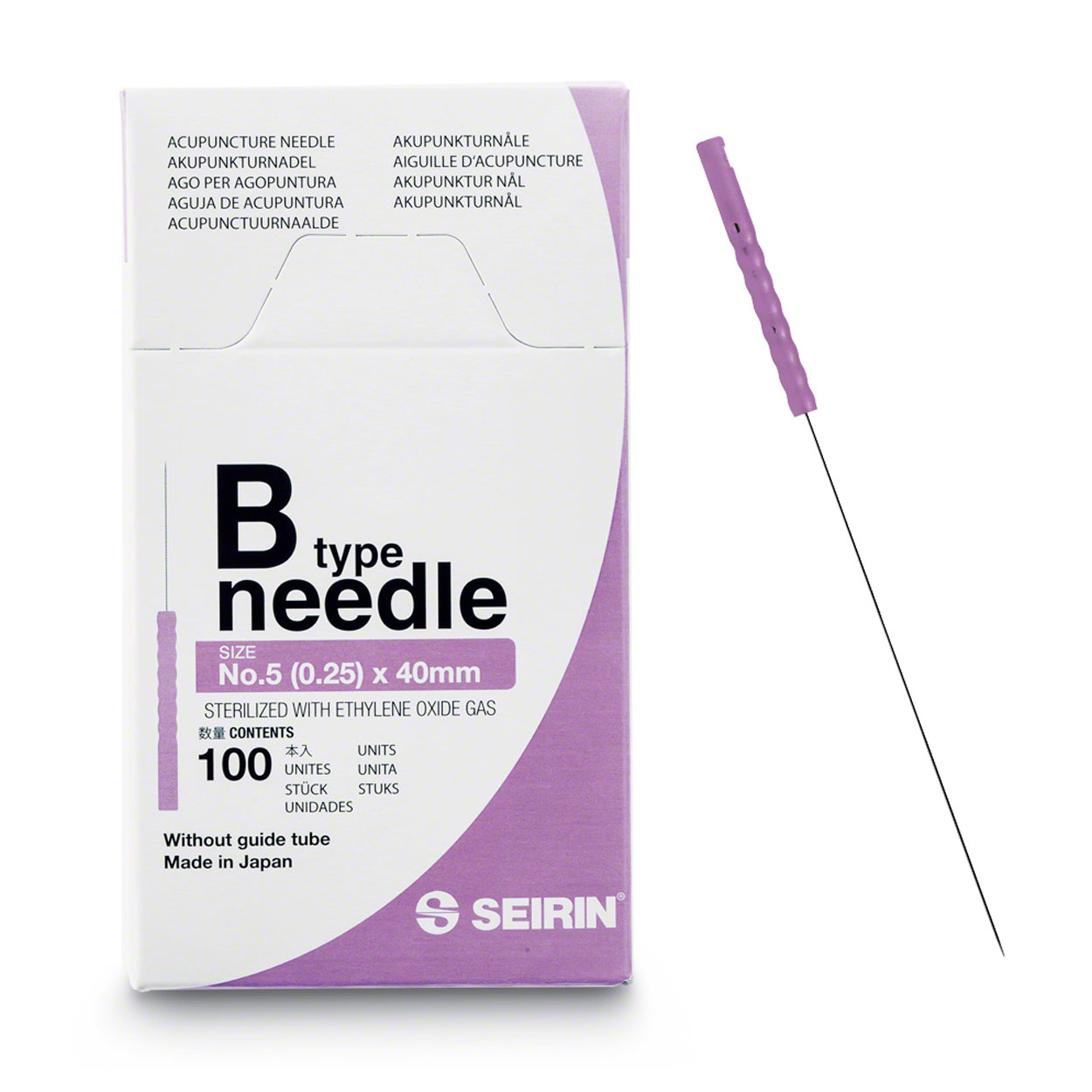 SEIRIN® Akupunkturnadeln B-Typ 0,25 x 40 mm - purpur - 100 Stück